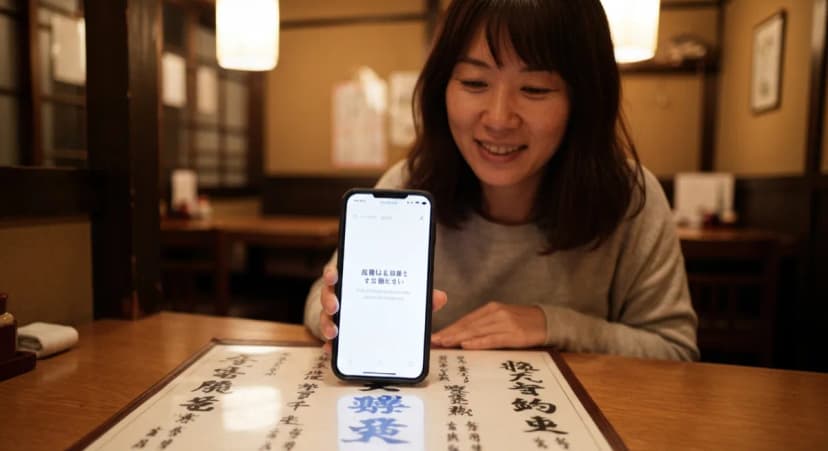 Smartphone translating a Japanese restaurant menu