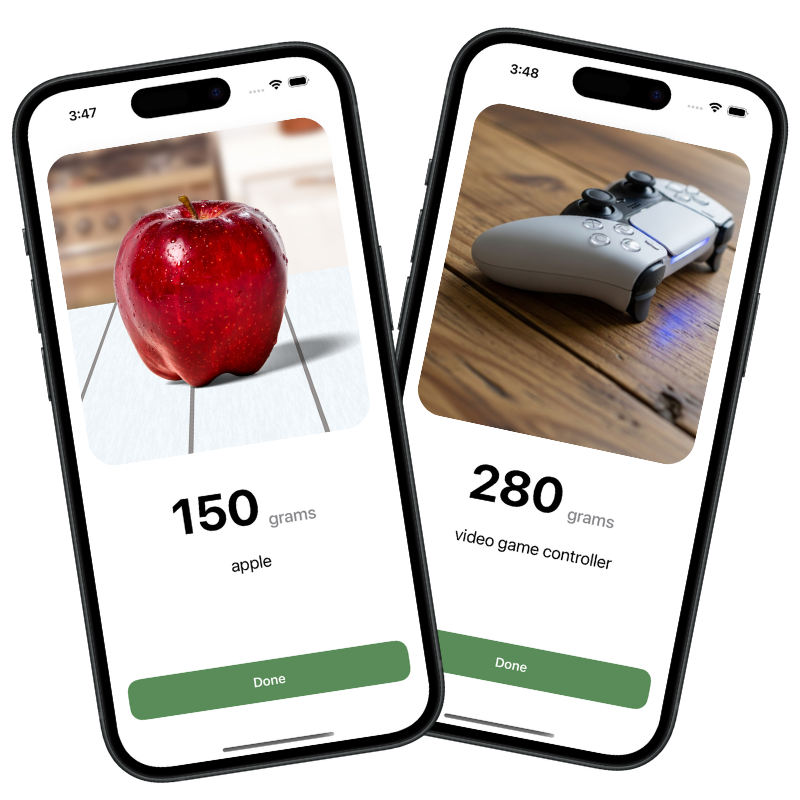 Digital scale app to weigh food and measure weight - Kitchen scale on phone showing food weight in grams